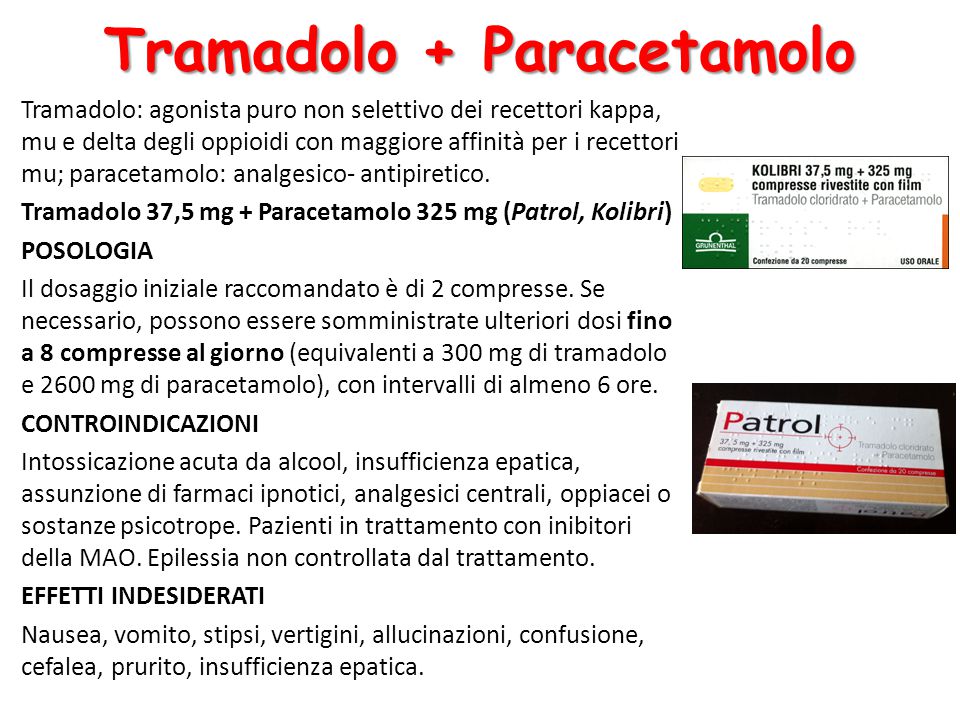 Tramadol paracetamolo patrol cloridrato